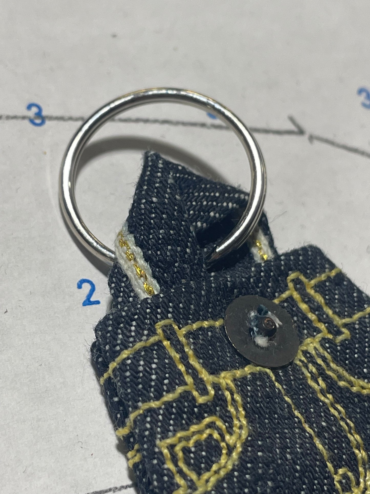 Real Gold, Selvedge Tiny Pants Keychain w/ chainstitch hem