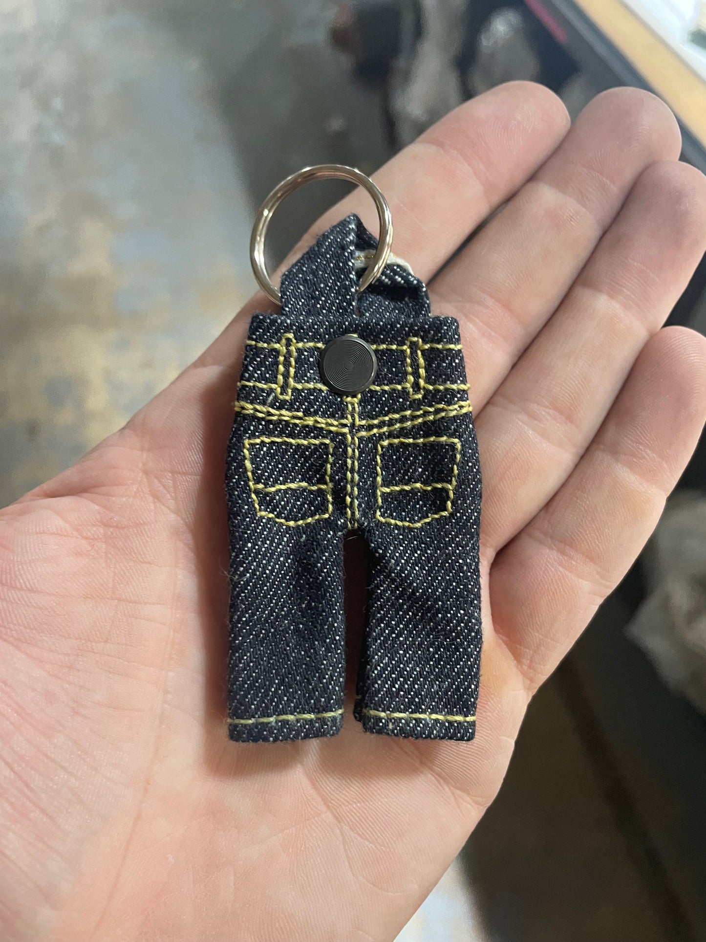 Real Gold, Selvedge Tiny Pants Keychain w/ chainstitch hem